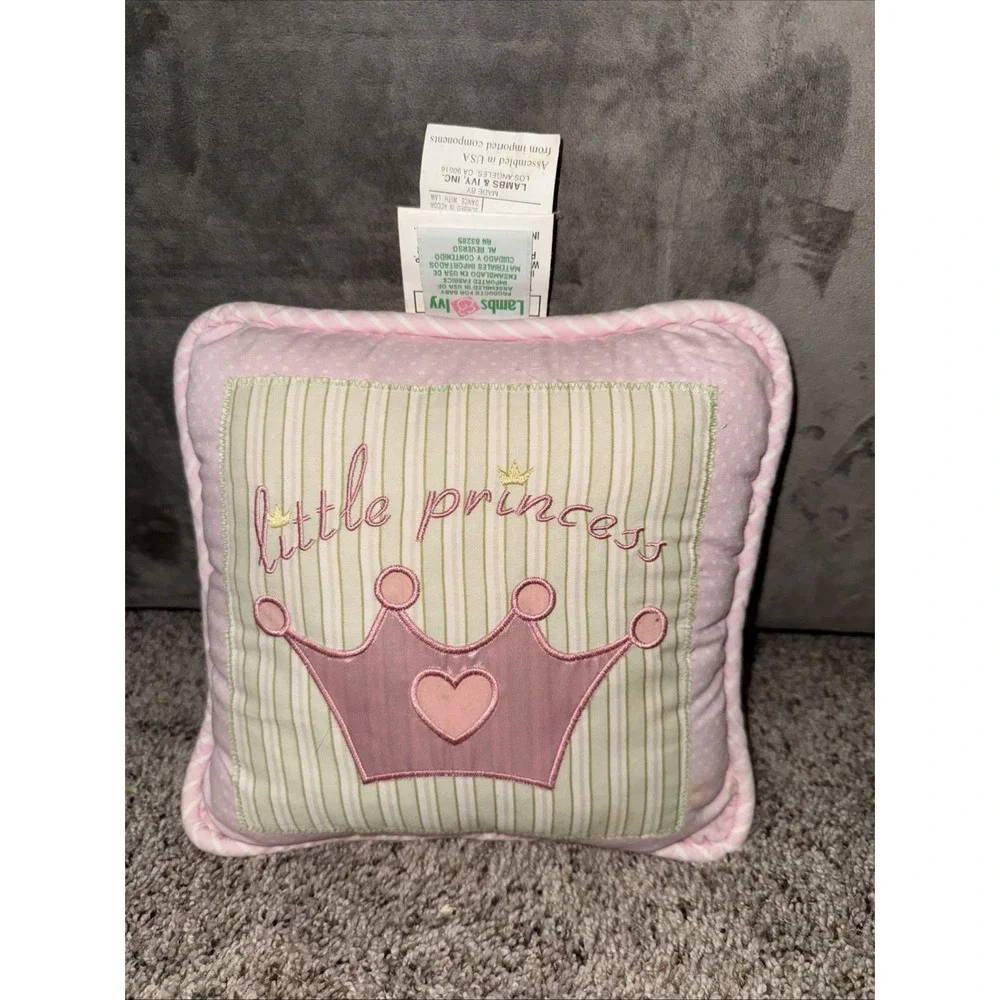 Lambs & Ivy Baby Bedding Green & Pink Little Princess Pillow Vintage 2004